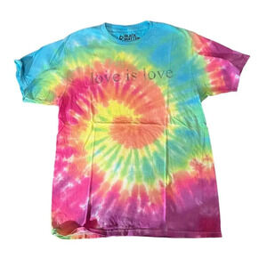 Hot‎ Topic Black Matter Women's Medium Tie Dye 'Love is Love' Short Sleeve Tee